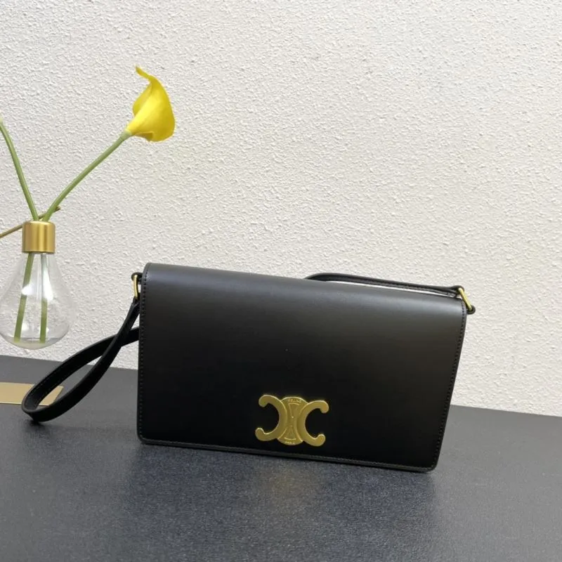 Celine Black Leather Satchel Shoulder Bag