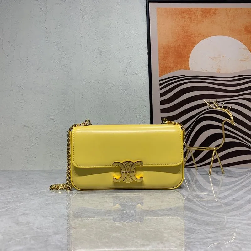 Celine Yellow Leather Satchel Bag 276