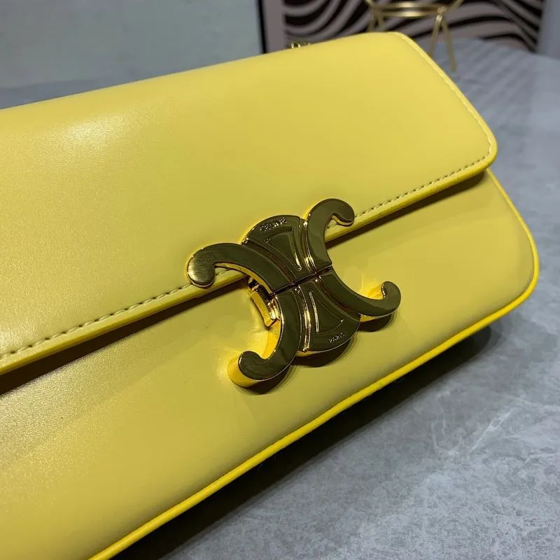 Celine Yellow Leather Satchel Bag 276 - Image 4