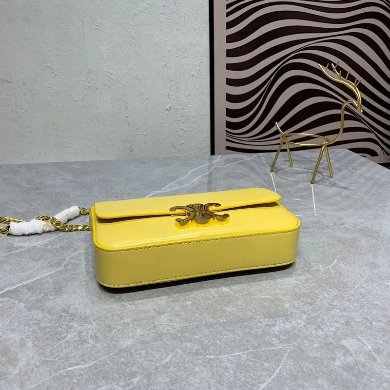 Celine Yellow Leather Satchel Bag 276 - Image 7