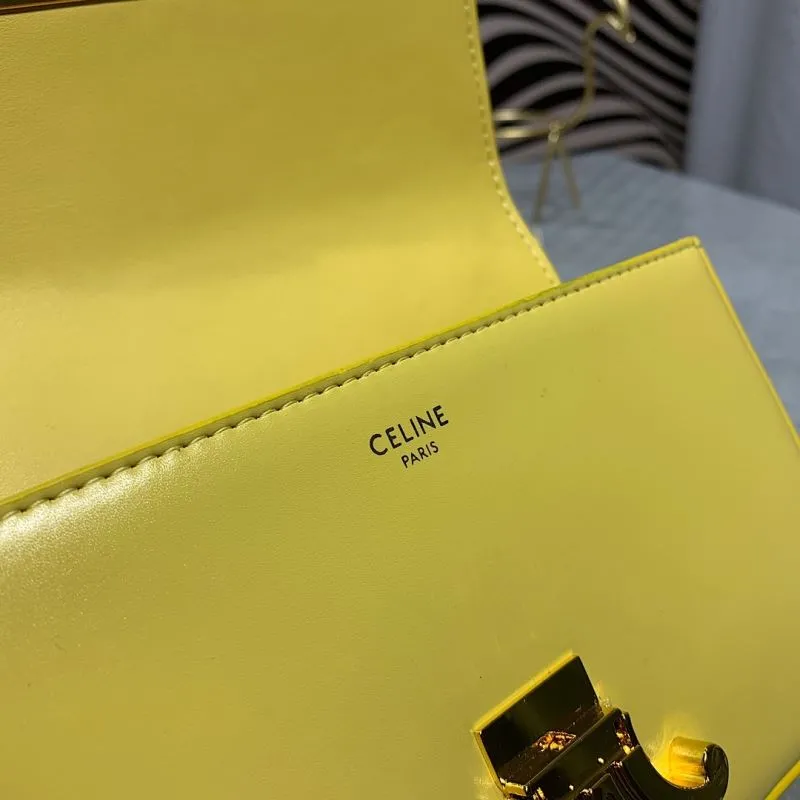 Celine Yellow Leather Satchel Bag 276 - Image 9