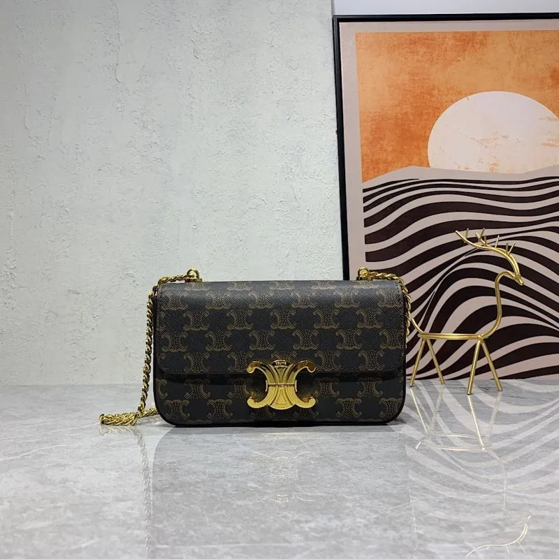 Celine Brown Monogram Chain Satchel Bag 278