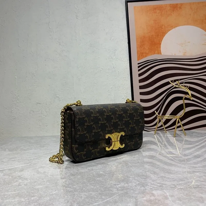 Alternative view of Celine Brown Monogram Chain Satchel Bag 278