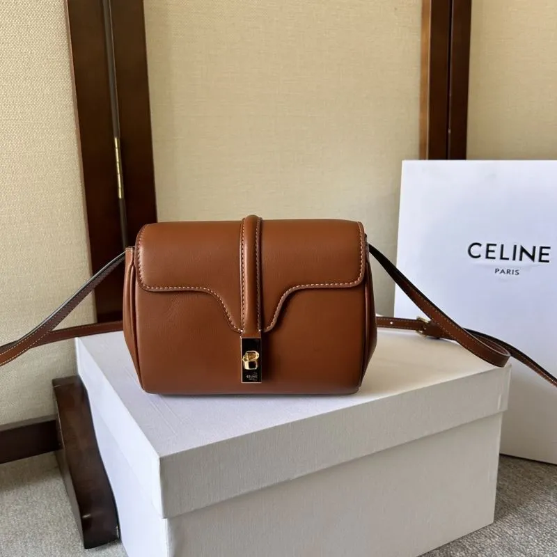 Celine Brown Leather Crossbody Satchel Bag