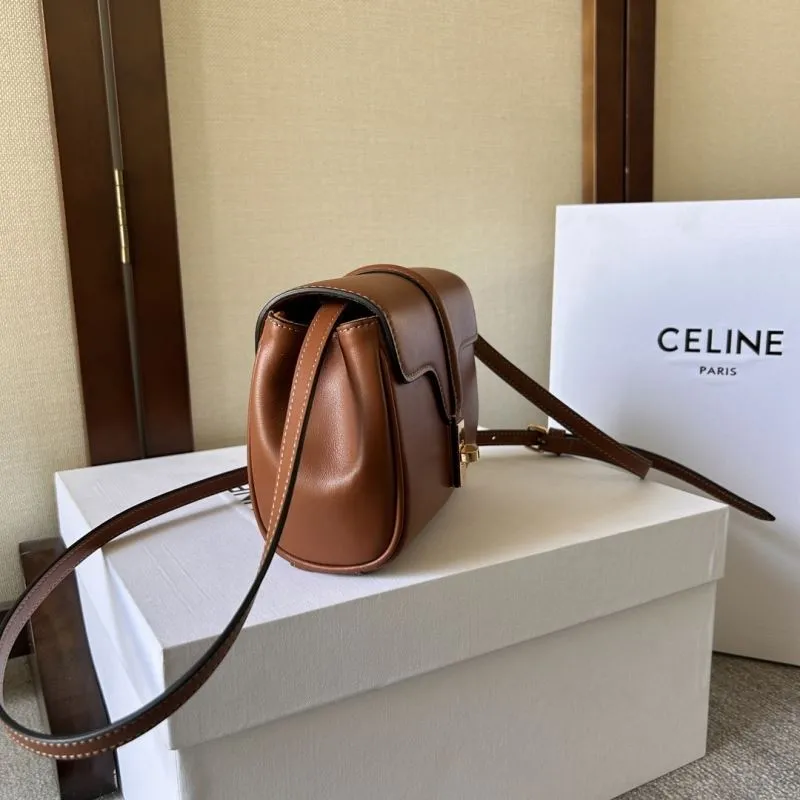 Alternative view of Celine Brown Leather Crossbody Satchel Bag