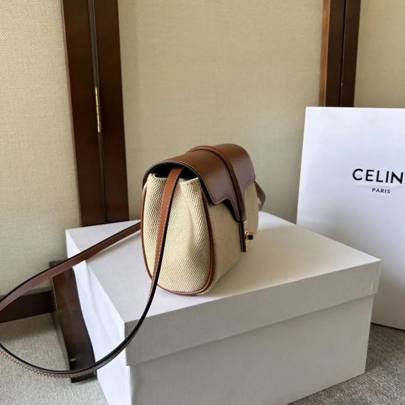 Alternative view of Celine Beige Brown Canvas Leather Crossbody Satchel Bag 281