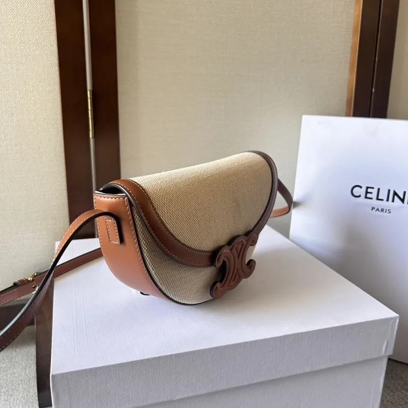 Alternative view of Celine Beige Brown Canvas Leather Saddle Crossbody Bag 286