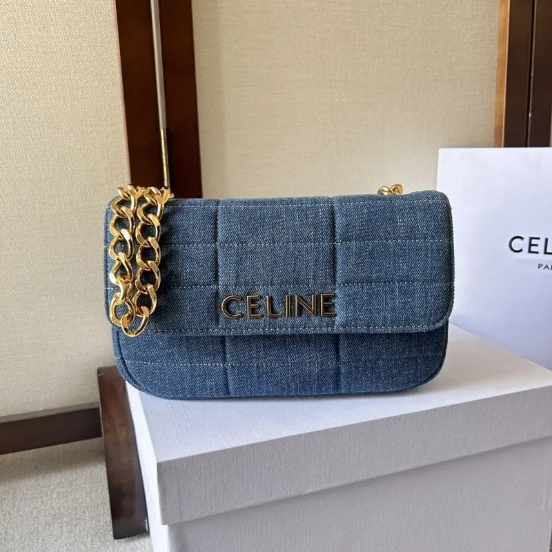 Celine Denim Chain Satchel Bag