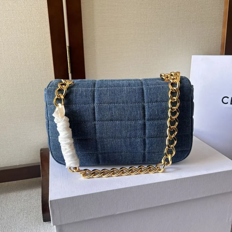 Celine Denim Chain Satchel Bag - Image 3