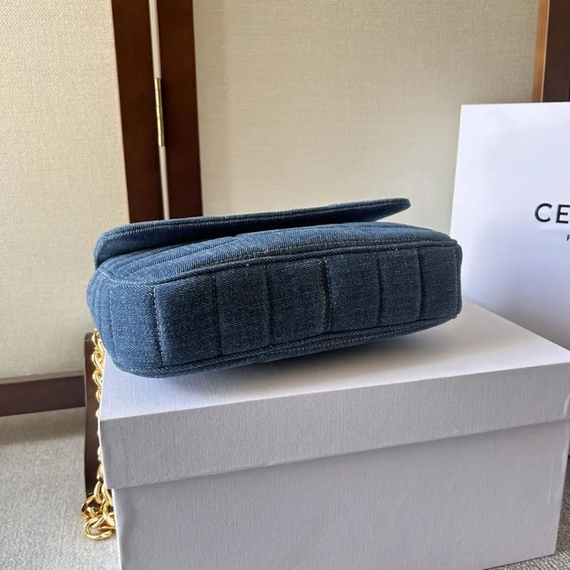 Celine Denim Chain Satchel Bag - Image 4