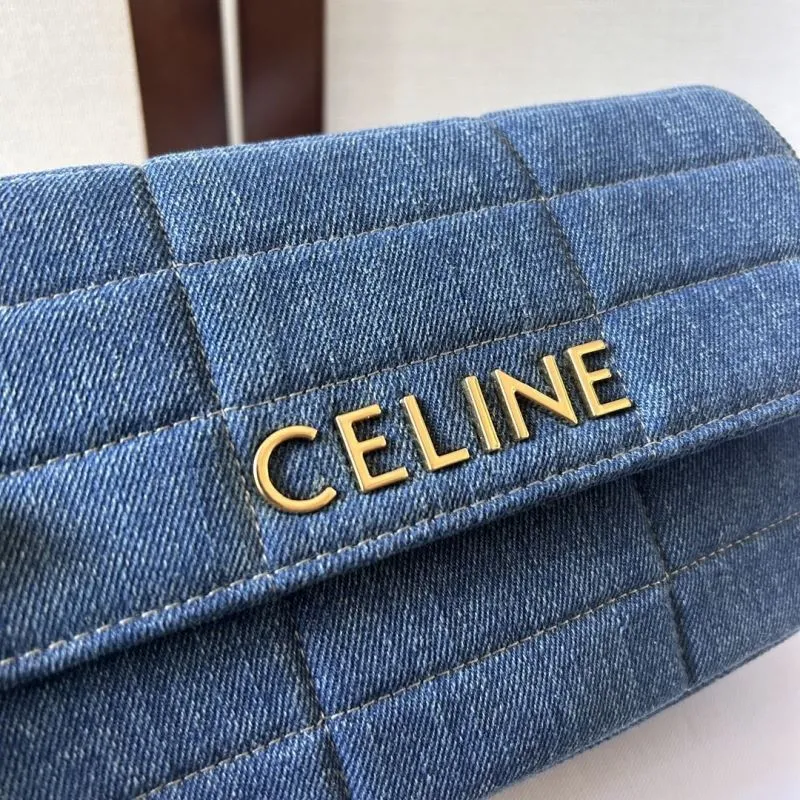 Celine Denim Chain Satchel Bag - Image 5