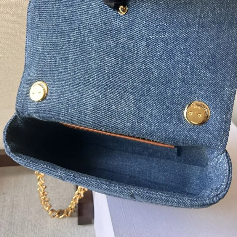 Celine Denim Chain Satchel Bag - Image 7