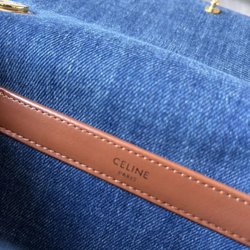 Celine Denim Chain Satchel Bag - Image 8