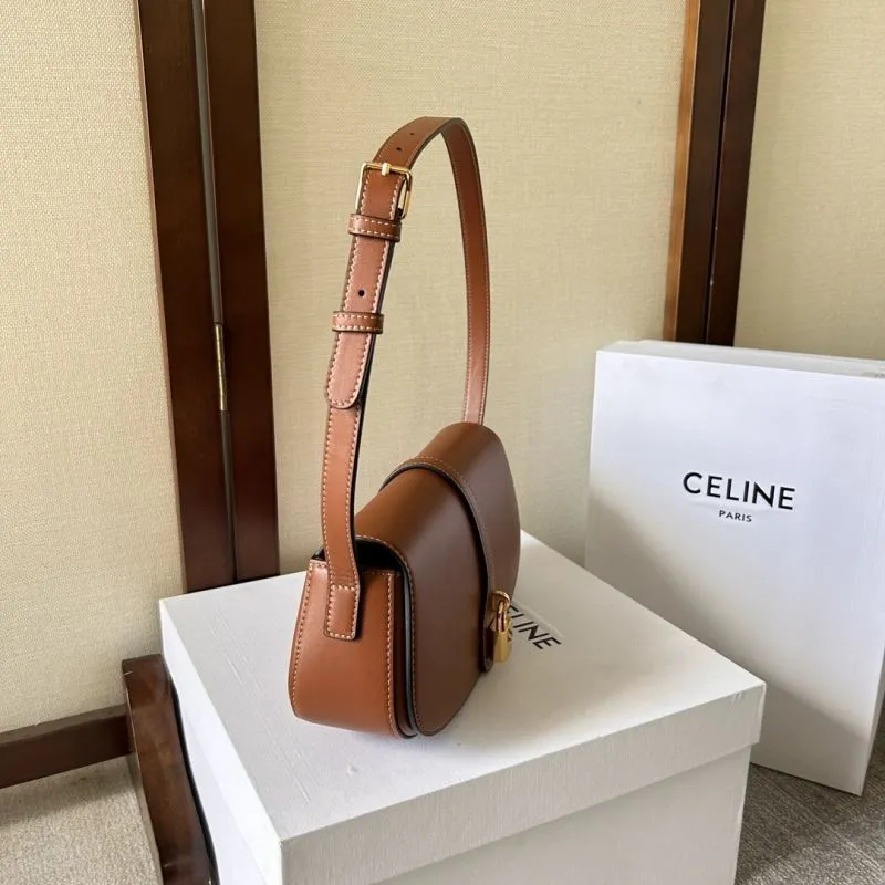 Alternative view of Celine Brown Leather Satchel Shoulder Bag 291