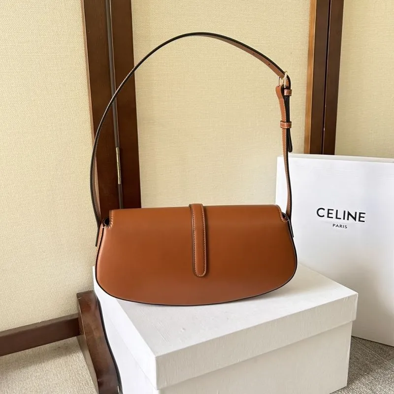 Celine Brown Leather Satchel Shoulder Bag 291 - Image 3