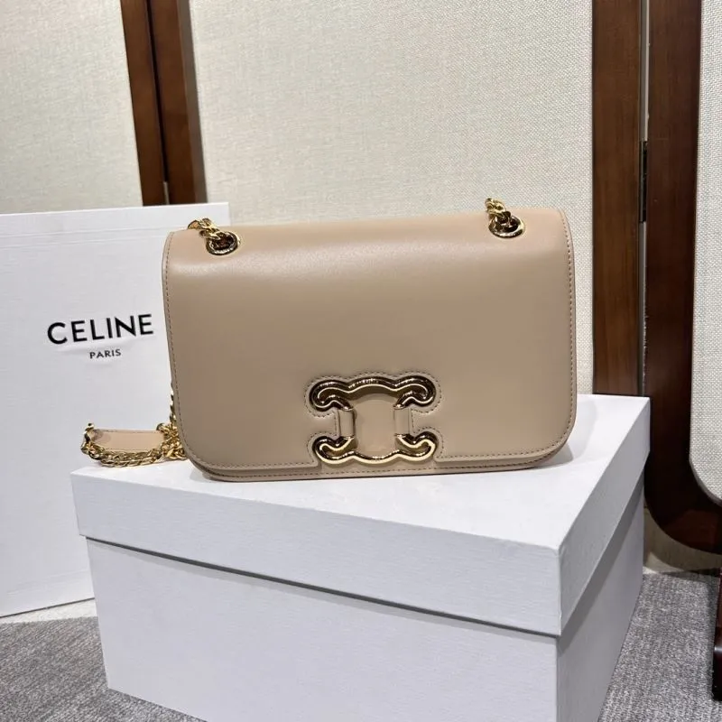 Celine Beige Leather Chain Satchel Bag 292