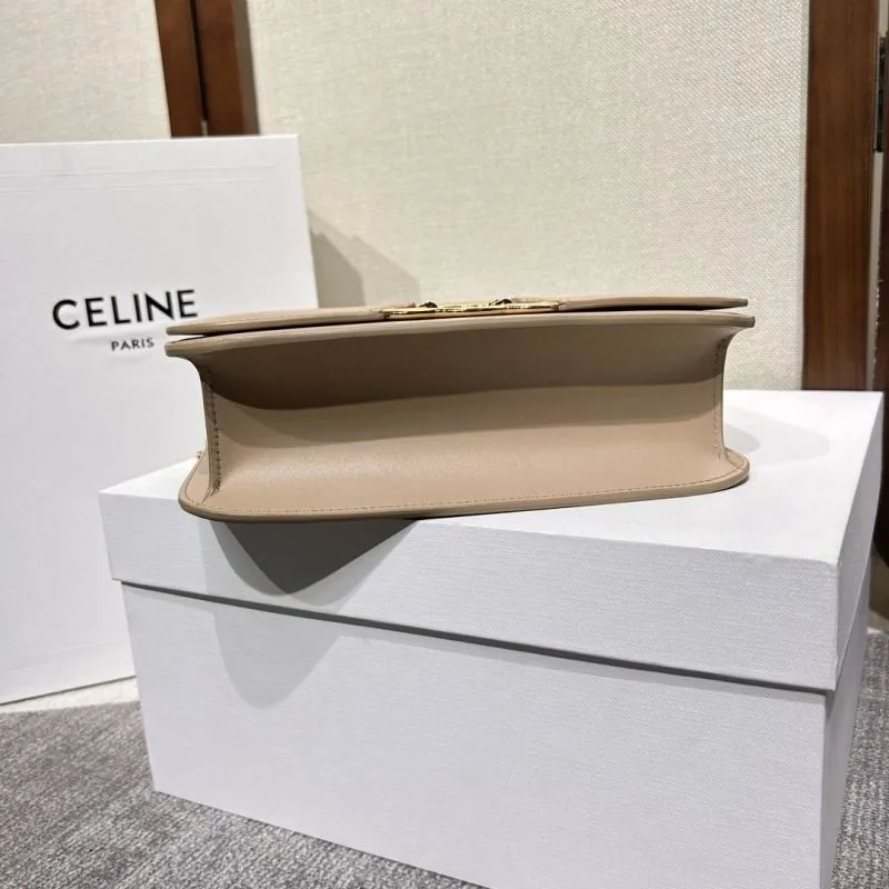 Celine Beige Leather Chain Satchel Bag 292 - Image 4