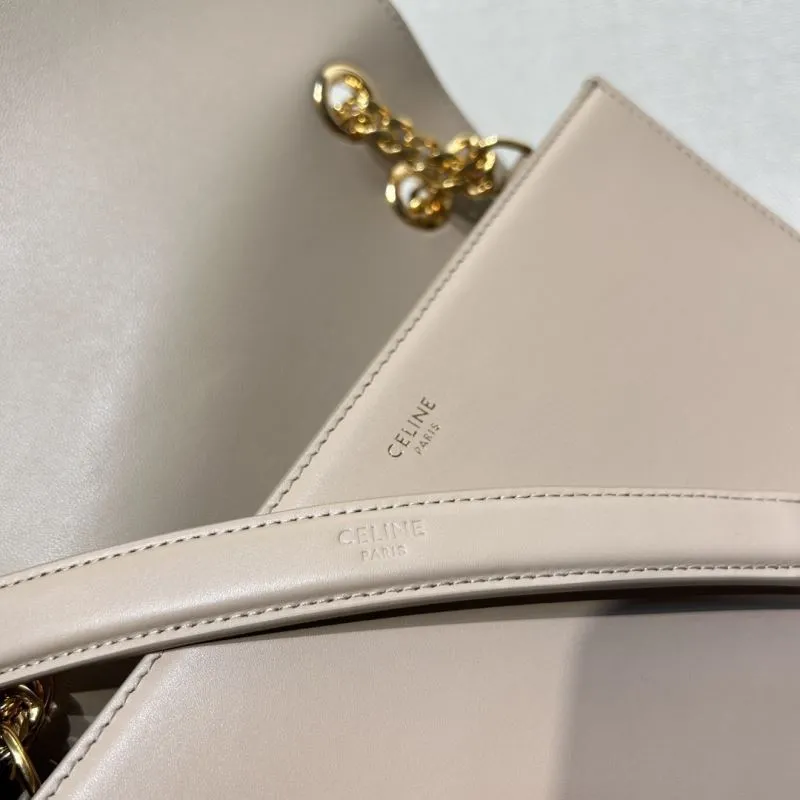 Celine Beige Leather Chain Satchel Bag 292 - Image 7