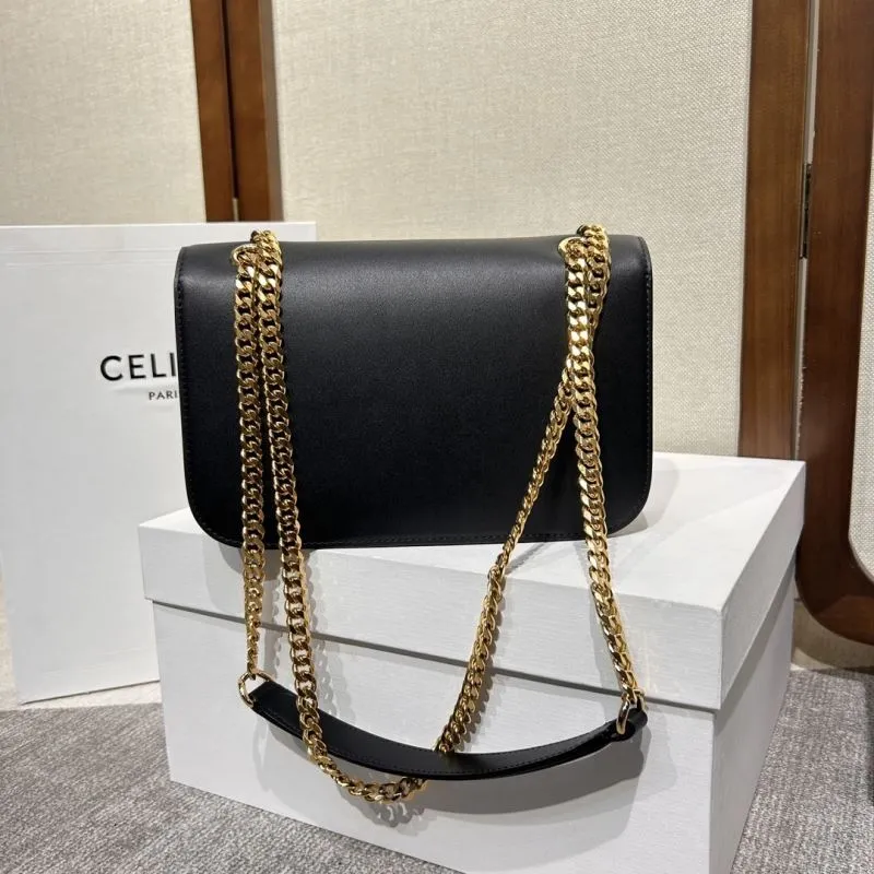 Celine Black Leather Chain Satchel Bag - Image 3