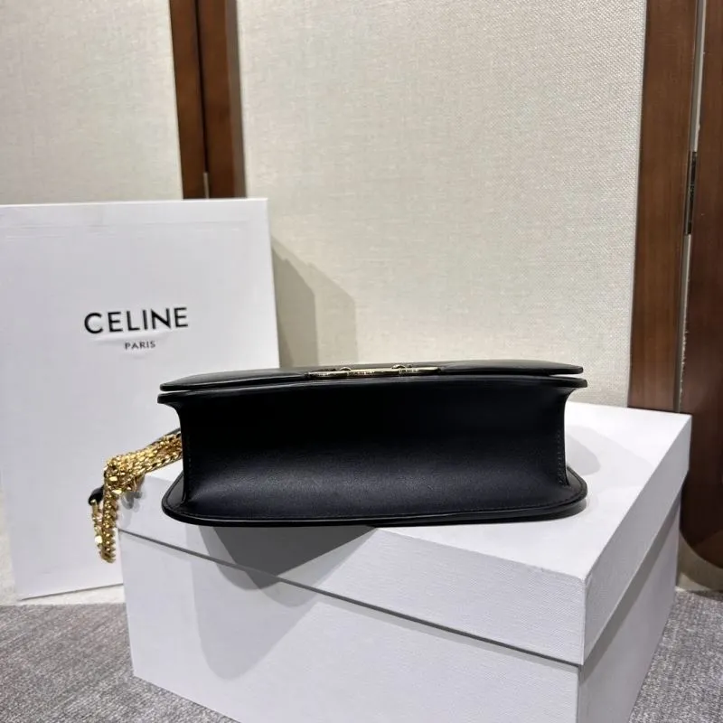 Celine Black Leather Chain Satchel Bag - Image 4