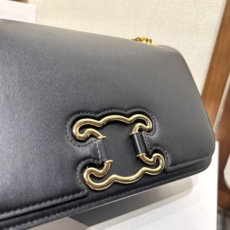 Celine Black Leather Chain Satchel Bag - Image 5