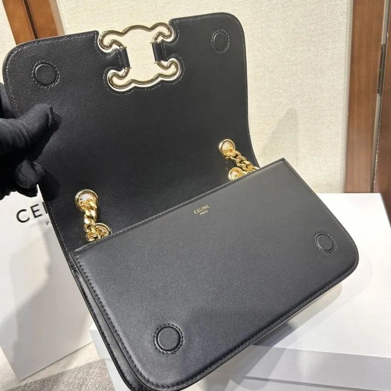 Celine Black Leather Chain Satchel Bag - Image 6