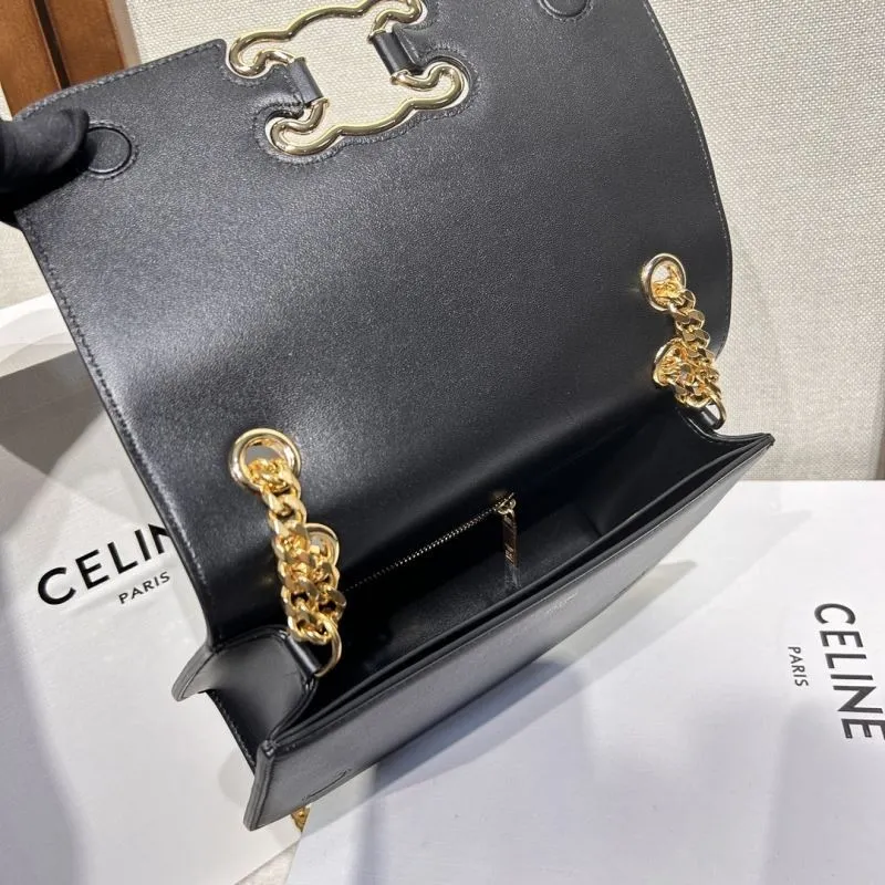 Celine Black Leather Chain Satchel Bag - Image 8