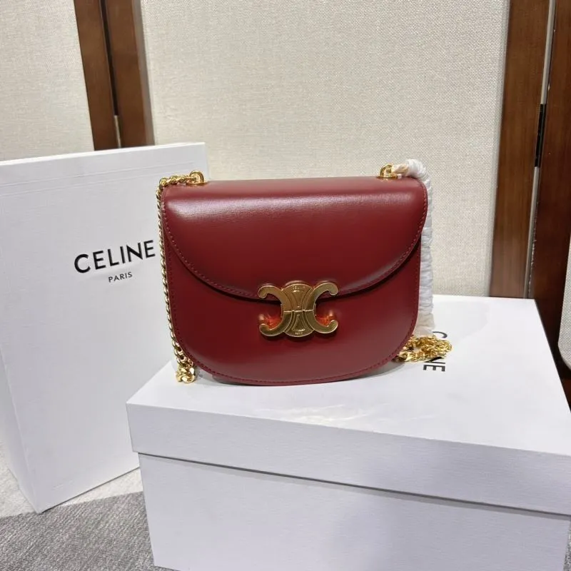 Celine Burgundy Chain Satchel Bag