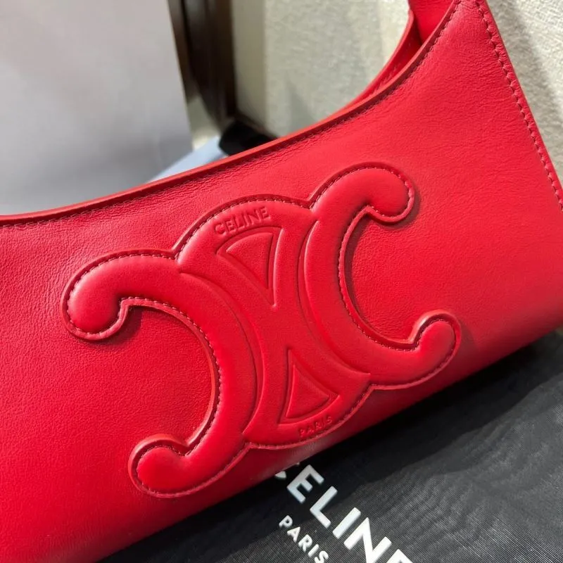 Celine Red Leather Hobo Shoulder Bag 295 - Image 4