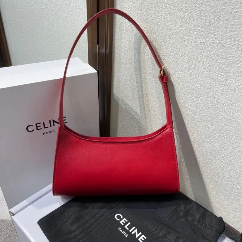 Celine Red Leather Hobo Shoulder Bag 295 - Image 5