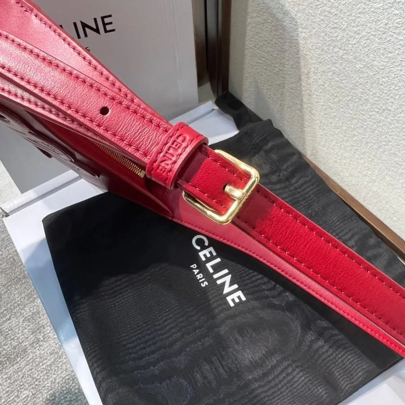 Celine Red Leather Hobo Shoulder Bag 295 - Image 6