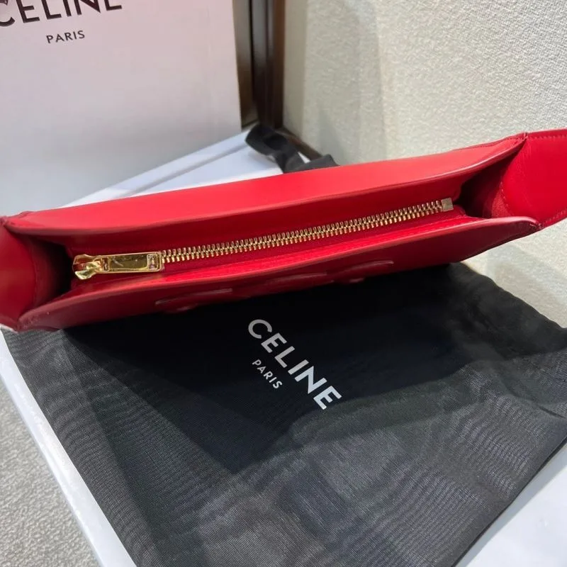 Celine Red Leather Hobo Shoulder Bag 295 - Image 8