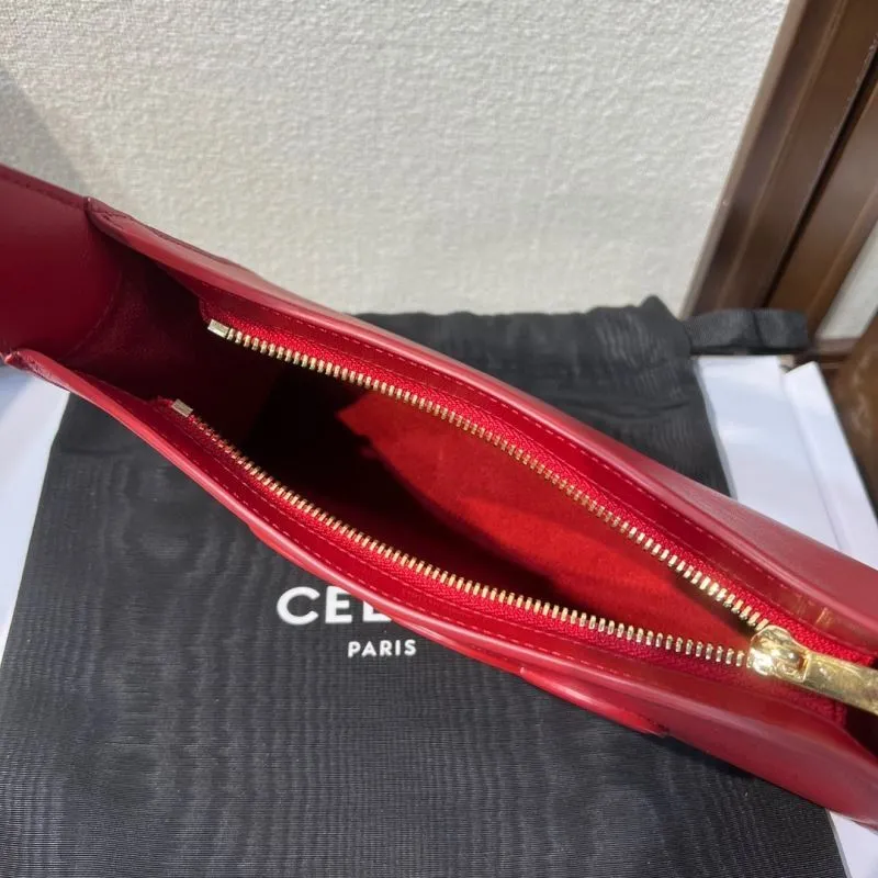 Celine Red Leather Hobo Shoulder Bag 295 - Image 9