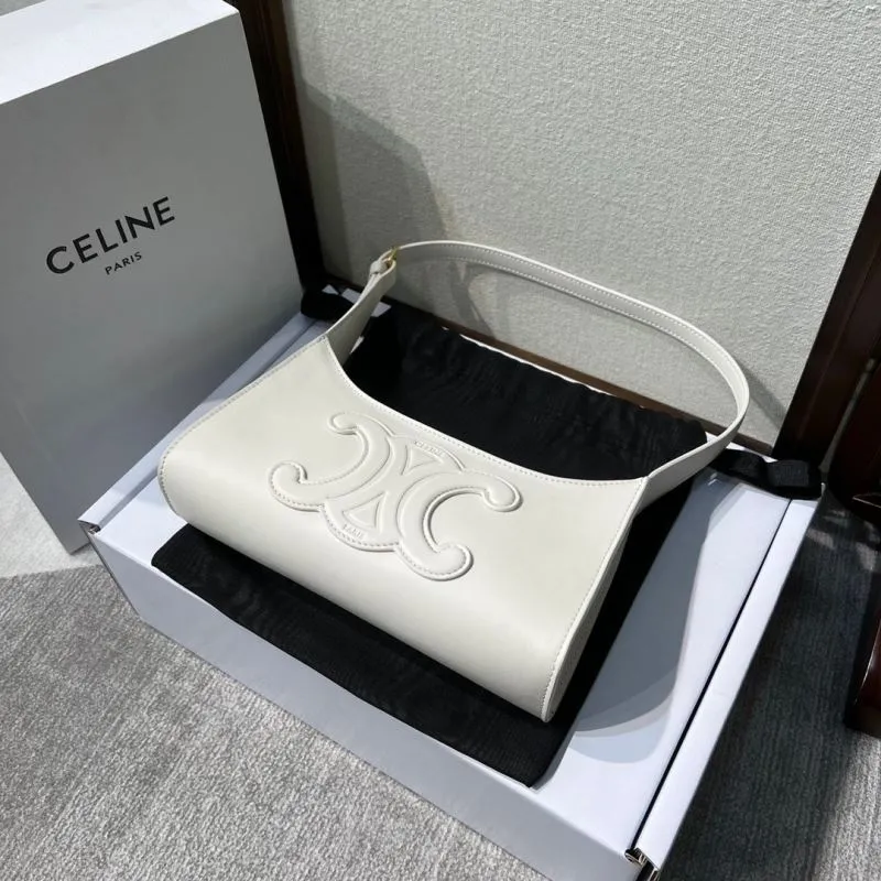 Celine White Leather Hobo Bag 296