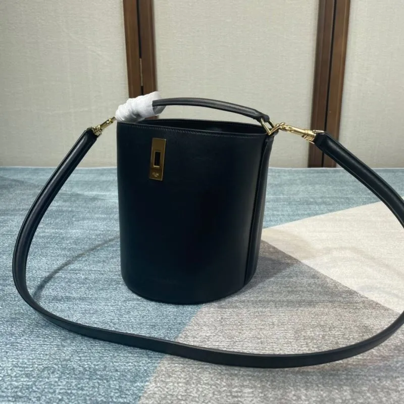 Celine Black Leather Bucket Bag - Image 3