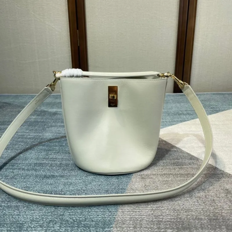 Alternative view of Celine Ivory Leather Crossbody Bucket Bag