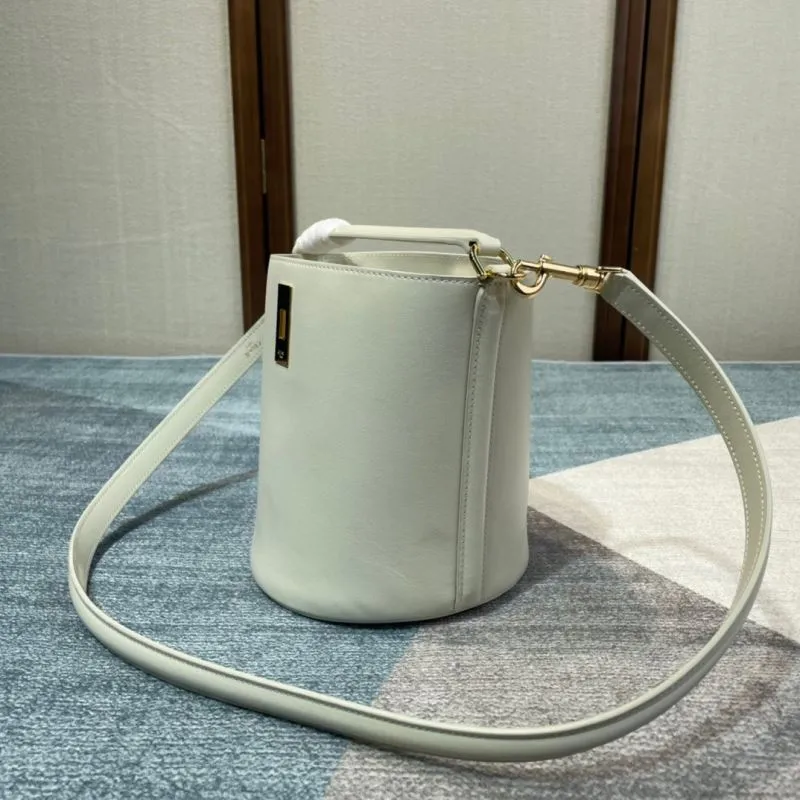 Celine Ivory Leather Crossbody Bucket Bag - Image 3