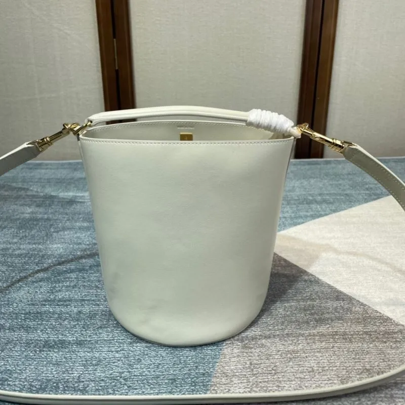 Celine Ivory Leather Crossbody Bucket Bag - Image 4