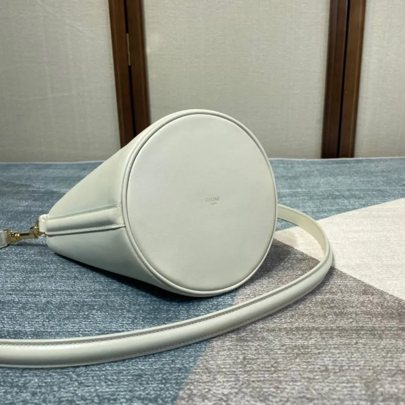 Celine Ivory Leather Crossbody Bucket Bag - Image 5