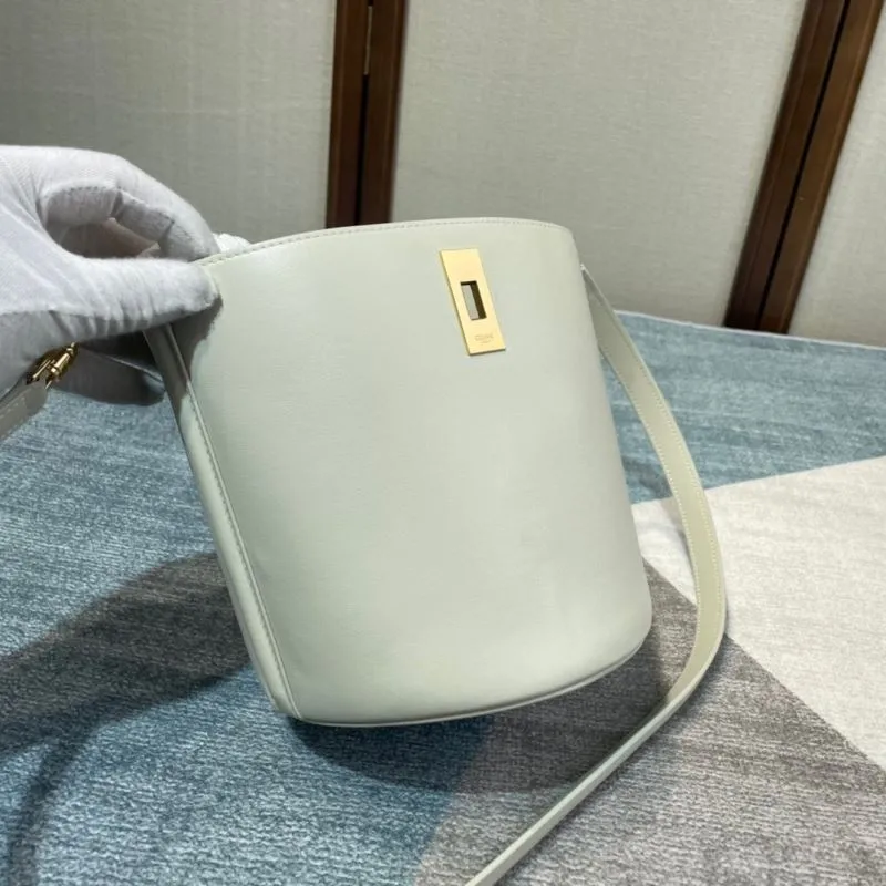 Celine Ivory Leather Crossbody Bucket Bag - Image 6