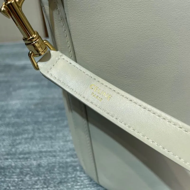 Celine Ivory Leather Crossbody Bucket Bag - Image 8