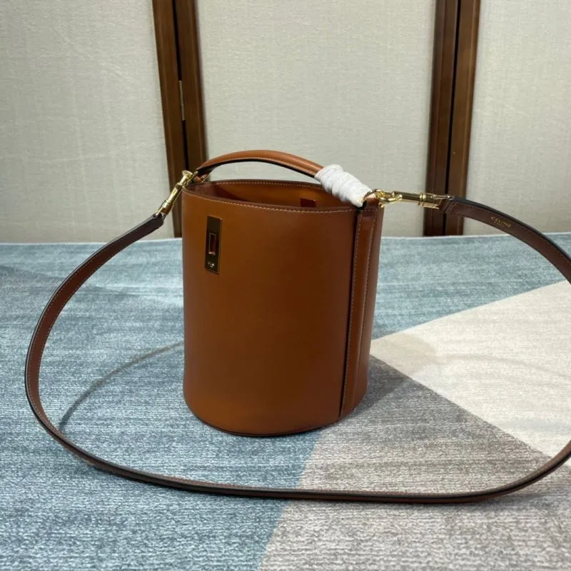 Celine Brown Leather Bucket Bag 301 - Image 3