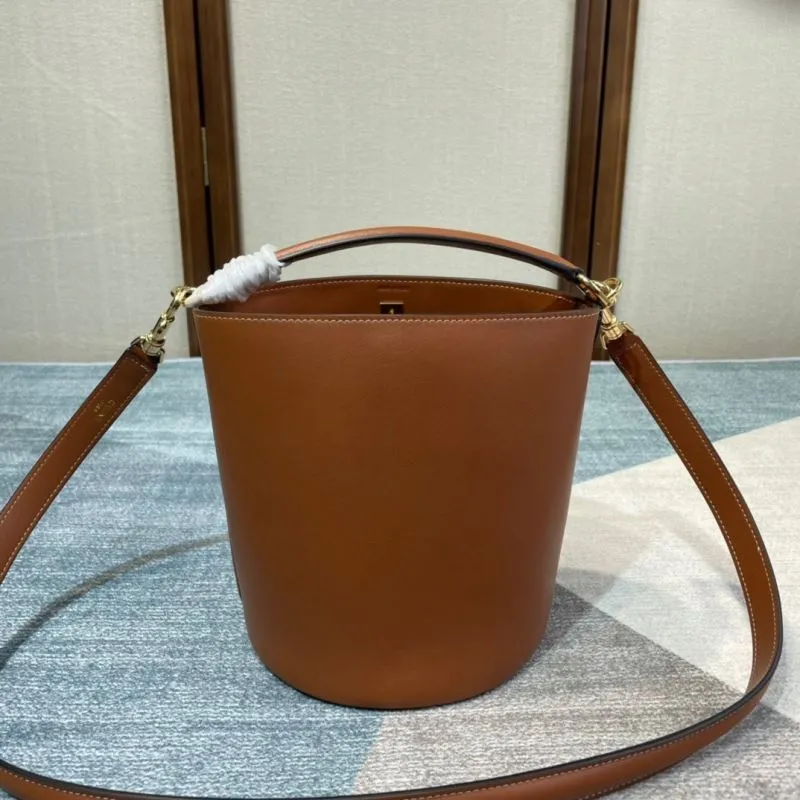 Celine Brown Leather Bucket Bag 301 - Image 4