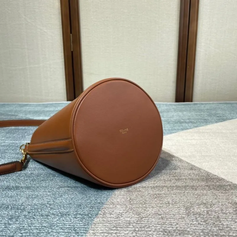 Celine Brown Leather Bucket Bag 301 - Image 5