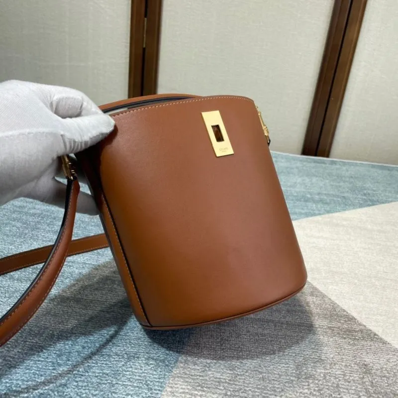 Celine Brown Leather Bucket Bag 301 - Image 6