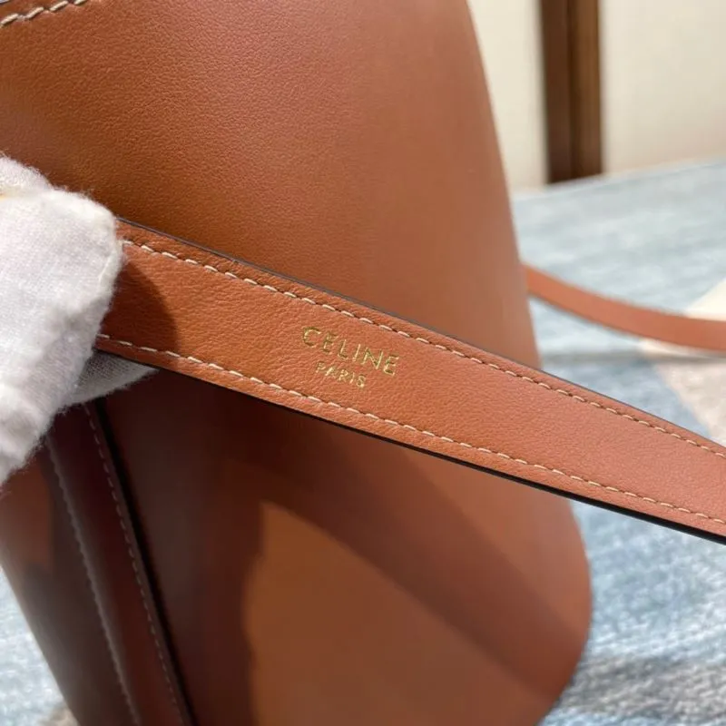 Celine Brown Leather Bucket Bag 301 - Image 8