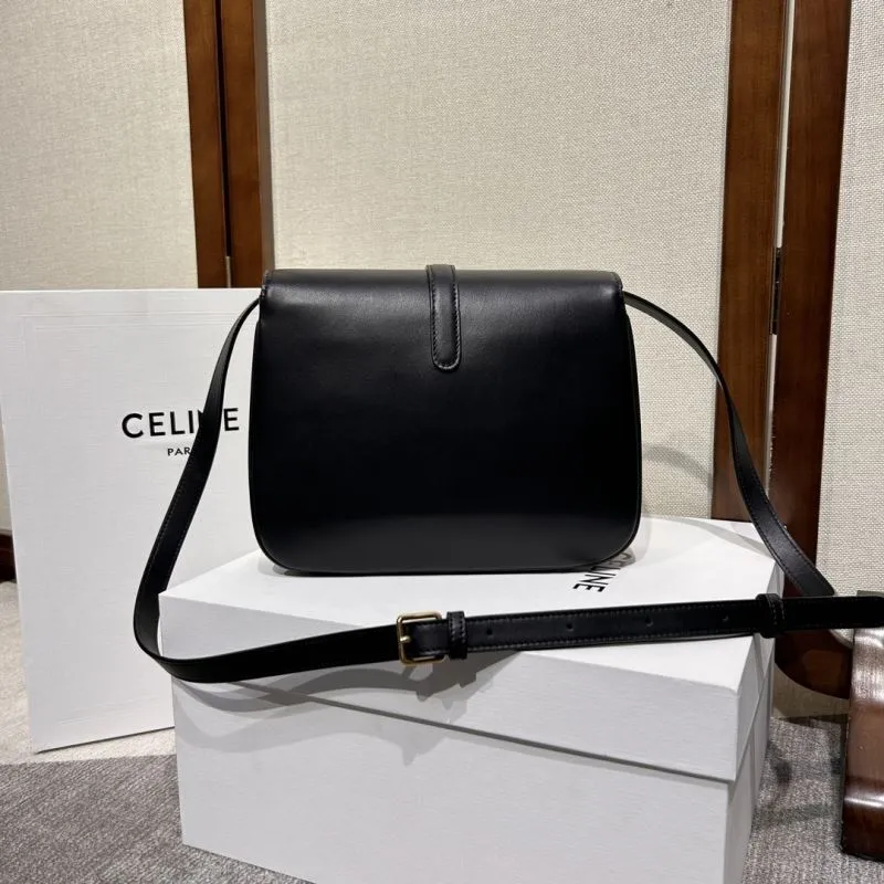 Celine Black Leather Satchel Crossbody Bag - Image 3