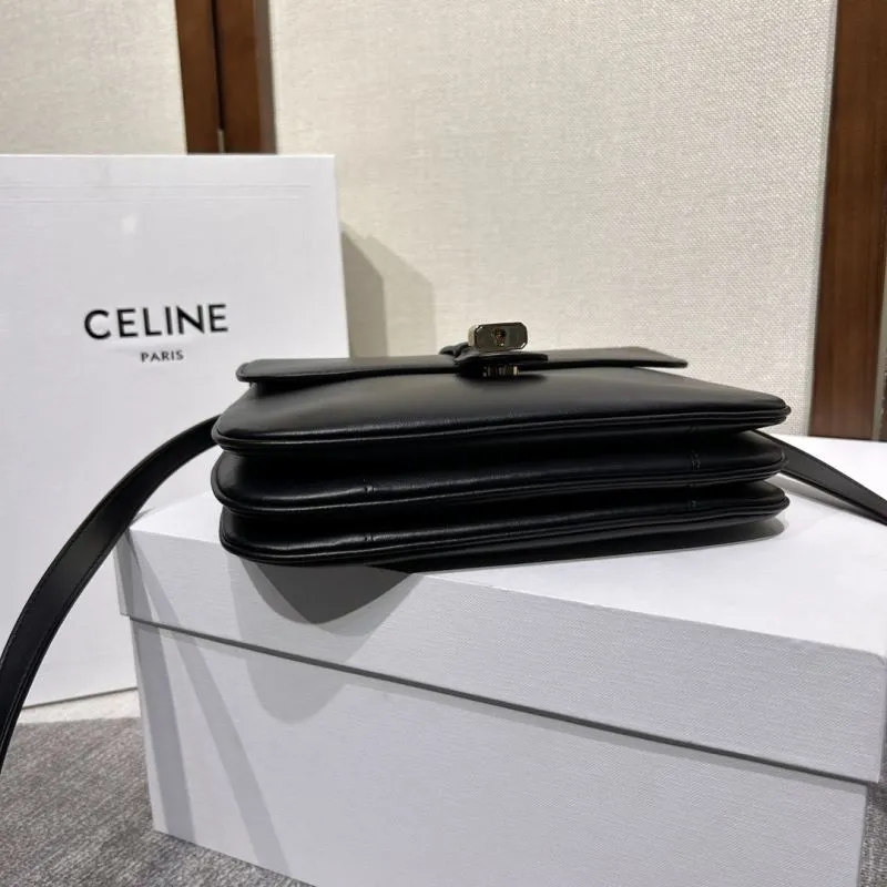 Celine Black Leather Satchel Crossbody Bag - Image 4
