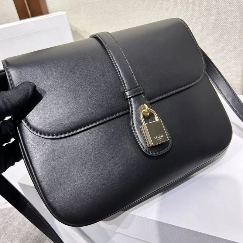 Celine Black Leather Satchel Crossbody Bag - Image 5