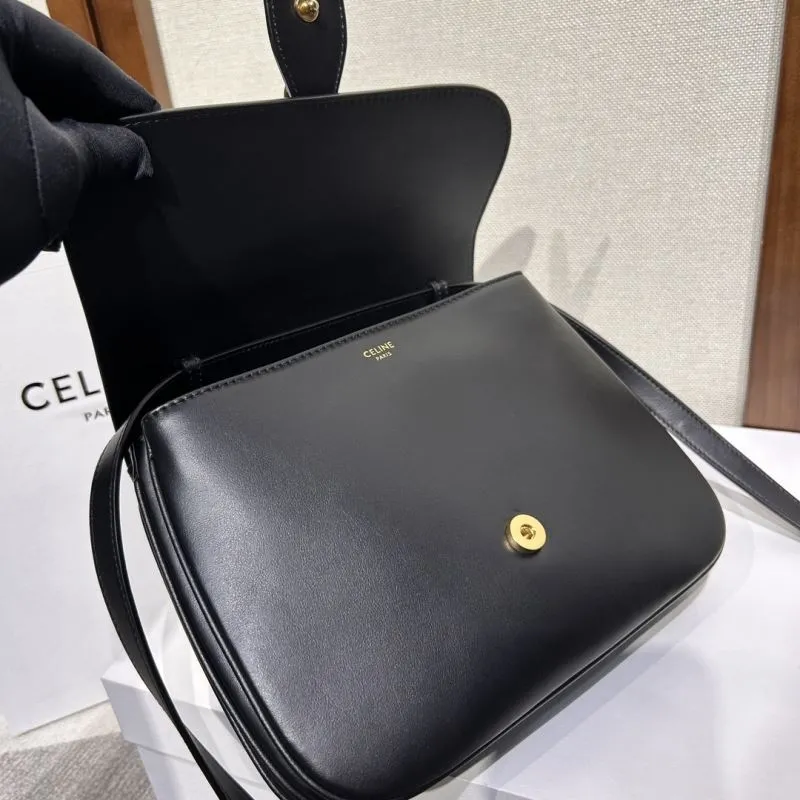 Celine Black Leather Satchel Crossbody Bag - Image 6